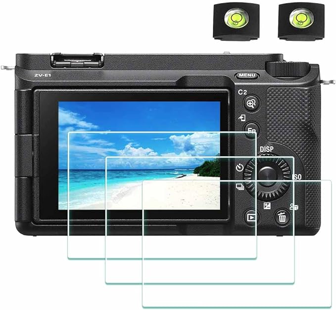ULBTER Screen Protector for Sony Alpha A7C II A6700 A7CII ZV-E1 [3+2Pack] | 3 Pcs Tempered Glass for Sony ZVE1 A7C2 6700 7C II & 2 Hot Shoe Cover 0.3mm 9H Hardness Anti-Scrach Anti-Bubble by ULBTER