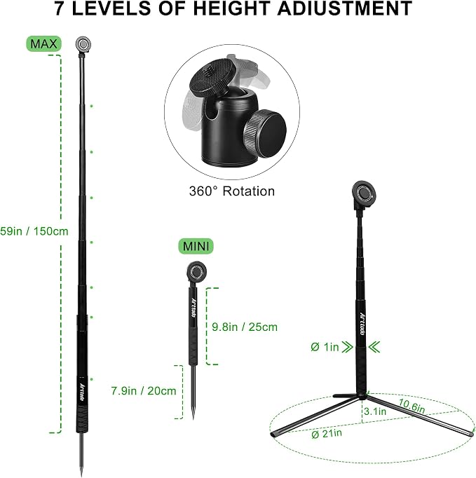 Golf Tripod & Monopod, Magnetic Mount and Adjustable Stick for Golf Swing | 9–59" Adjustable Height to Capture Every Swing Angle, Easy to install, Portable, Compatible with Phones or Cameras - Image 8