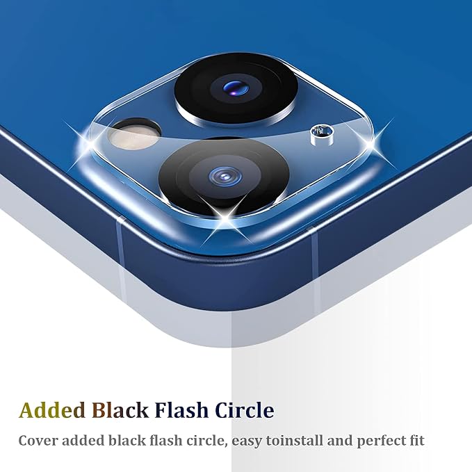 [3 Pack] Camera Lens Protector Compatible for iPhone 13 & iPhone 13 Mini Camera Cover Premium 9H Tempered Glass [Anti-Scratch]99.99% Transparency with Black Circle Design for iPhone 13 6.1 - Image 5