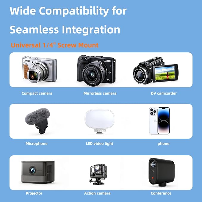 One-Click Mini Desktop Tripod for Camera, Phone & Action Cam | Adjustable Foldable Stand for Streaming, Zoom Meetings, Vlog Recording & Content Creation - Image 7