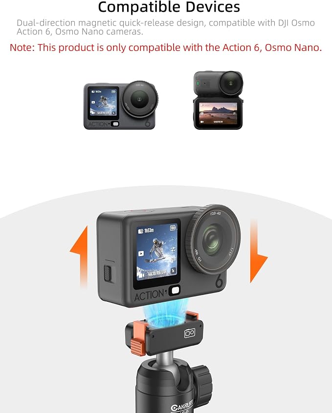 21" Osmo Action Portable Mini Tripod Stand for DJI Action 6/Osmo Nano | 2-in-1 Selfie-Stick Tripod w 360° Ball Head, Small Desktop Stand/Travel Vlogging Handle Grip/Accessories for Video Recording - Image 2