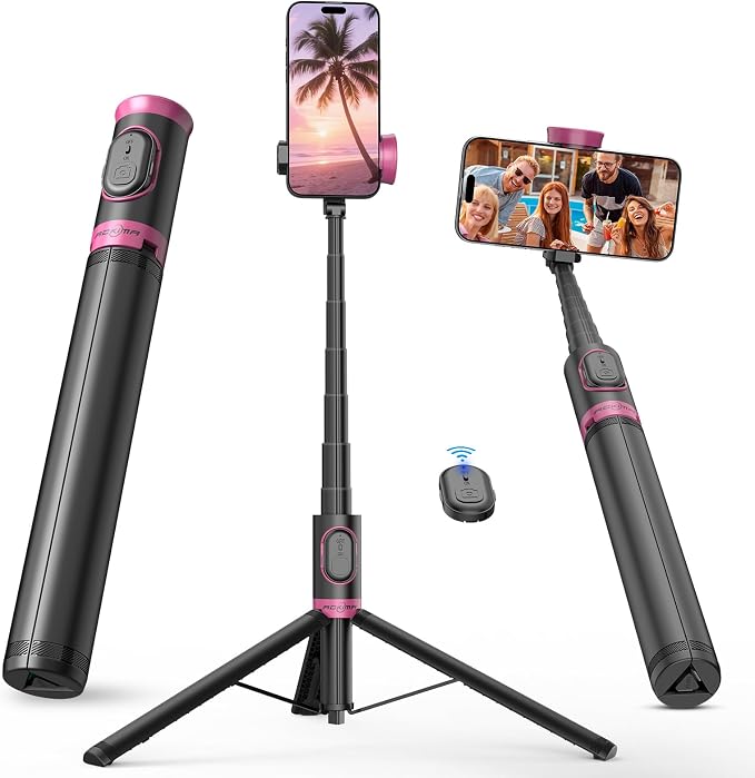 67" Selfie Stick Tripod with Wireless Remote for iPhone and Android | All-in-One Extendable Design, Compact Folded Size for Selfies, Video Recording, Live Streaming, Vlogging and Travel by SelfieStickTripodsforPhone