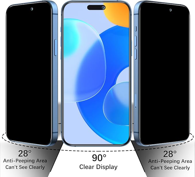 2+2 Pack Privacy Screen Protector for iPhone 17 Tempered Glass | Anti-Spy Privacy Protection, with Camera Lens Protector, Anti Scratch, Bubble Free - Image 3