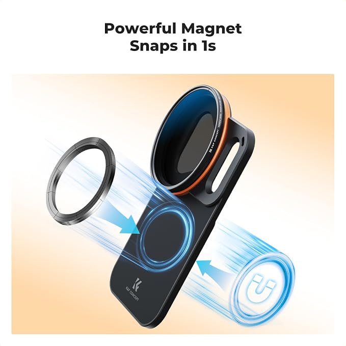 K&F CONCEPT Lens Filter Mount Adapter with 58mm Variable ND2-32 Filter | Double-Sided Magnetic, Compatible with iPhone 17 Pro and 58mm Threaded Filters, FA101 - Image 3