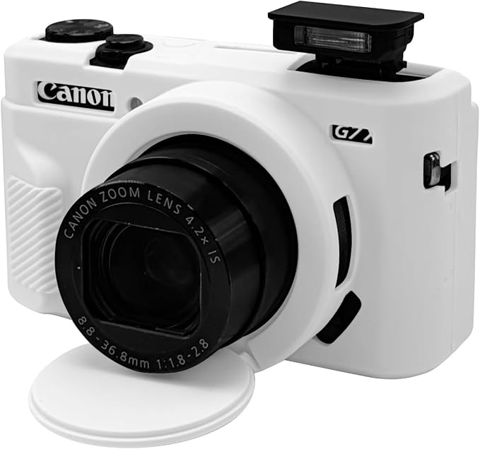 Case with Removable Lens Cover for Canon G7X Mark II/G7XII Camera(White) | Soft Silicone Camera Protective Case,Slim Fit,Anti-Scratch,Dustproof,Shockproof,Camera Accessories,For Travel,Daily Use by Unknown