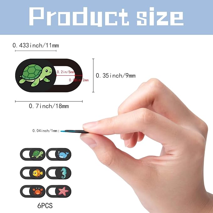 6Pcs 6 Styles Cute Camera Cover Slide Phone Privacy Camera Cover Ocean Animal Design Webcam Protector for Laptop Desktop Computer Tablet Phone Notebook Mini PC Accessories Home Office Use - Image 2