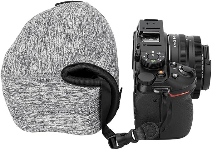 Neoprene Camera Sleeve Case for Nikon Z50II/Sony ZV-E10 II +16-50mm lens | fits for X-T50 + XC15-45mm Compact Camera, 6mm thick Neoprene, Anti Scratch. Touch-fastening flap. without strap, - Image 8