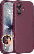 Miracase Silicone & Magnetic for iPhone 17 Case, Wine Red | Compatible with MagSafe, Silicone Camera Control Cover, Soft Microfiber Lining, Shockproof Drop Protection Phone Case for 17 by Miracase