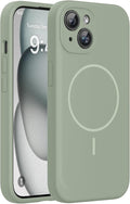 Miracase Silicone & Magnetic for iPhone 15 Plus Case, Patina Green | Compatible with MagSafe, Soft Microfiber Lining, Liquid Silicone Case Shockproof Drop Protection Phone Case for 15 Plus by Miracase