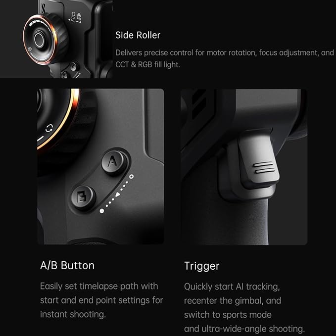 Hohem iSteady M7 Gimbal Stabilizer for Smartphone, 3-Axis Phone Gimbal, Gimbal Stabilizer for iPhone & Android, AI Tracking Sensor with Fill Light, 1.4" Detachable Touchscreen Remote Control - Image 8