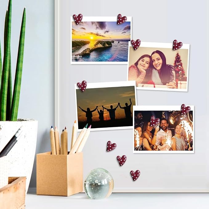 50 pcs of Cute Soft Wooden Board thumbtack with Golden Hearts can be Used for Photo Walls, memos, whiteboards, and Decorative thumbtack (Red Wave Point) - Image 3