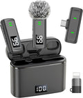 NPTCL Wireless Lavalier Mini Microphone for iPhone Video Recording | Noise Canceling Lapel Lav USB C Mic, LED Digital Charge Display, 35 Hour Charging Case for Vlog Youtube Tiktok Podcast by NPTCL