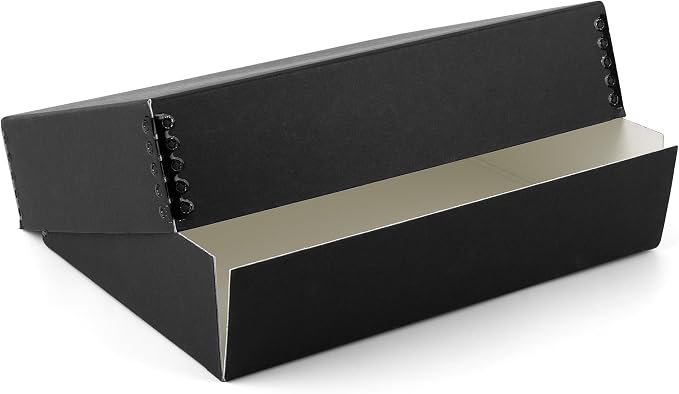Lineco 11x14 Black Museum Archival Storage Box, Drop Front, 11.75x15x3 in. | Acid-Free with Metal Edge. Preserves Picture Longevity, Organize Photos or Documents, Crafts, DIY. by Lineco