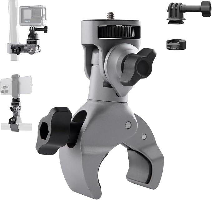 PGYTECH CapLock Super Clamp Mount, Aluminum Alloy Bracket Crab Clamp Mount | Heavy Duty Clamp with 1/4" Screw for Gopro 13/12, DJI Osmo 360/Action 6/5 Pro/Pocket 3 4/Xtra Muse, Insta360, Action Camera by PGYTECH-US
