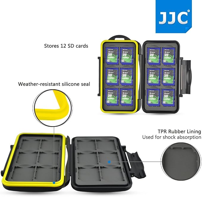 JJC MC-SD12 Water Resistant Holder Storage Memory Card Case fits 12 SD Cards - Image 3