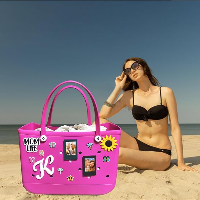 2 in 1 Picture Frame for Bogg Bag Accessories, 2x3 Photo Frame for Fujifilm Instax 3-Inch Film, Custom Frame Charms for Beach Tote Bag(Black 2PCS) - Image 3