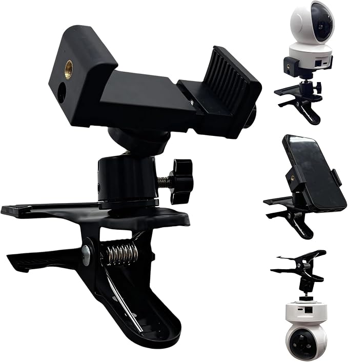 Universal Clamp Mount Phone and Camera Holder, Adjustable Spring Clip Stand,Camera Bracket， Black (1 Pack) by NVRTTRR