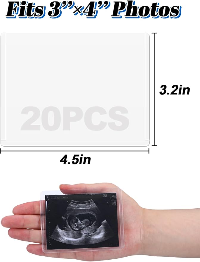 Easy-Slide Photocard Sleeves Photo Protector for 3x4in Ultrasound Pictures | Keep Baby Sonogram Picture/Special Memories Safe, Pregnancy Journal Must Haves, Pregnancy Gifts for Expecting Mom, 20 Pack - Image 5