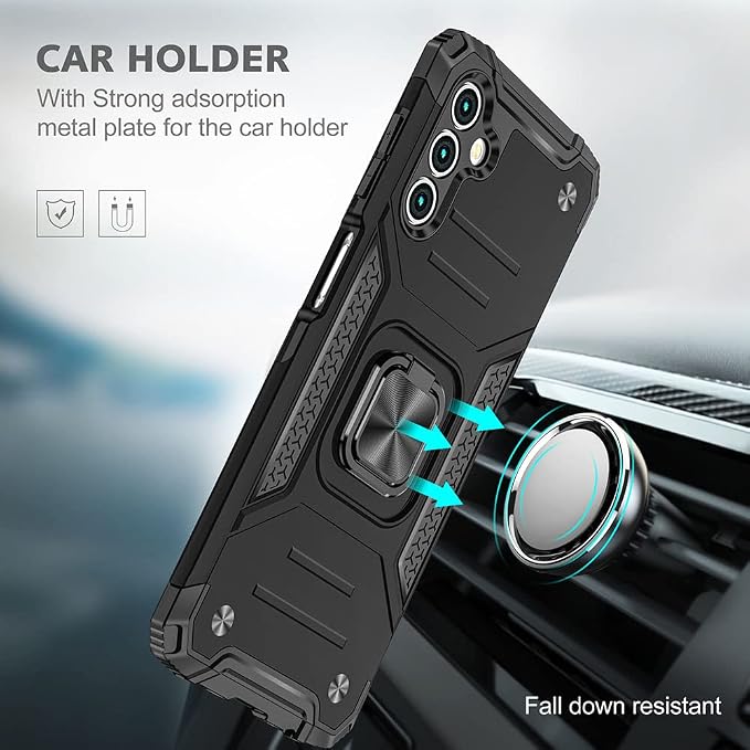 HNHYGETE for Samsung A13 5G Case, Galaxy A13 5G Case with Screen Protector, 360°Military Grade Rotatable Kickstand (Heavy Duty) Protective Cases for Samsung Galaxy A13 5G (Black) - Image 6