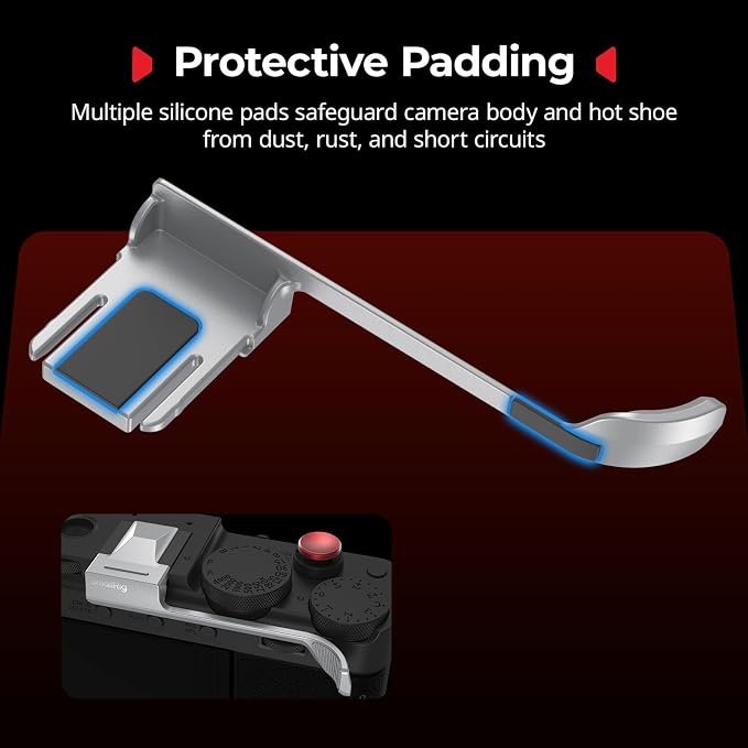 SMALLRIG Thumb Grip with Hot Shoe Cover for FUJIFILM X-E5,Shutter Button | Built-in Silicone Pads,Textured Surface for Enhanced Grip (Silver)-5451 - Image 4