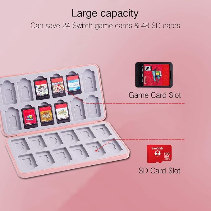 PERFECTSIGHT Switch Game Case Compatible with Nintendo Switch 2/ OLED/ Lite, 24 Switch Game Holder，Cute Switch Game Card Case Cartridge with 24 Slots Card Storage (Rabbit Bear) - Image 2