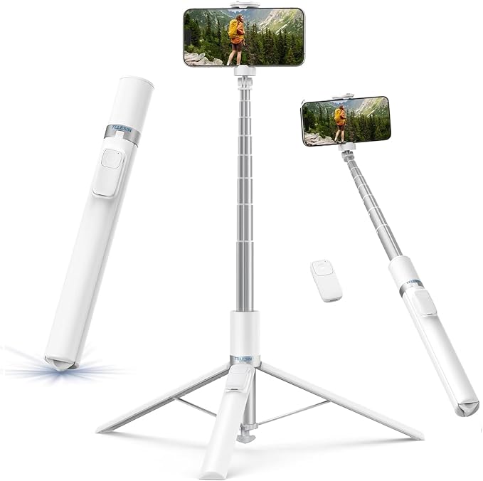 TELESIN 70" 0.1s Auto-Open Phone Tripods, Selfie Stick for iPhone & Android | Gravity-Activated Extendable Cell Phone Stand with Bluetooth Remote, 360° Adjustable Phone Tripods for Travel, Vlogging by telesin