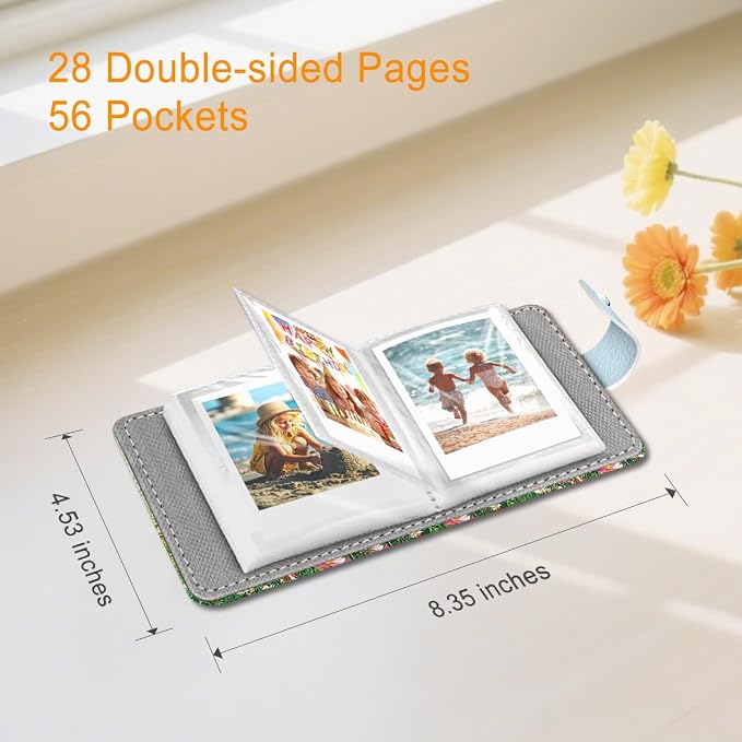 Floral Garden Small Photos Album for 2x3 Inch Films, 56 Pockets | Mini Cute Picture Book, Wallet Size, for Polaroid Fujifilm Instax Mini Instant Camera Printer, Kpop Photocard Binder Holders - Image 5
