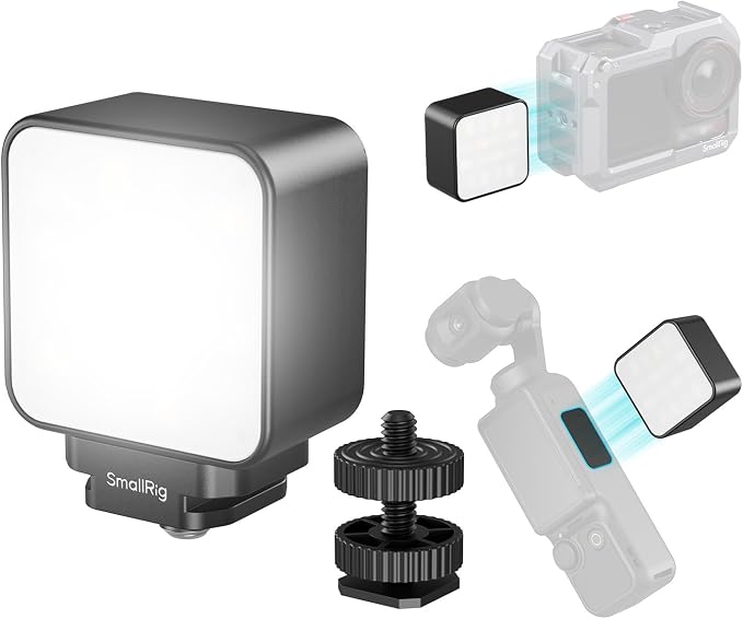 SmallRig Magnetic Mini LED Video Light for Action Cameras, 3000K-6000K, 500mAh Battery, for DJI OSMO Action 6/5 Pro/4/Pocket 4/3/Nano, for GoPro Light, for Insta360 Ace Pro2, for Xtra Muse- 5446 | 500mAh, Cold Shoe Light for DJI OSMO Action 6/5 Pro/4/P... by SmallRig