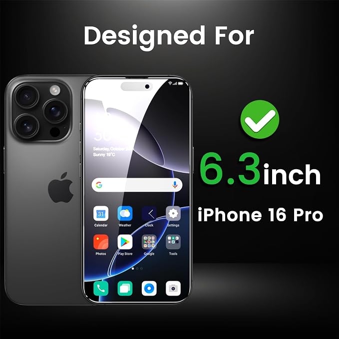 Romkasi 4 Pack Privacy Screen Protector for iPhone 16 Pro 6.3 Inch with 4 Pack Camera Lens Protector, Anti Spy Tempered Glass Film, Anti-Scratch, Touch Sensitive, Case Friendly - Image 2