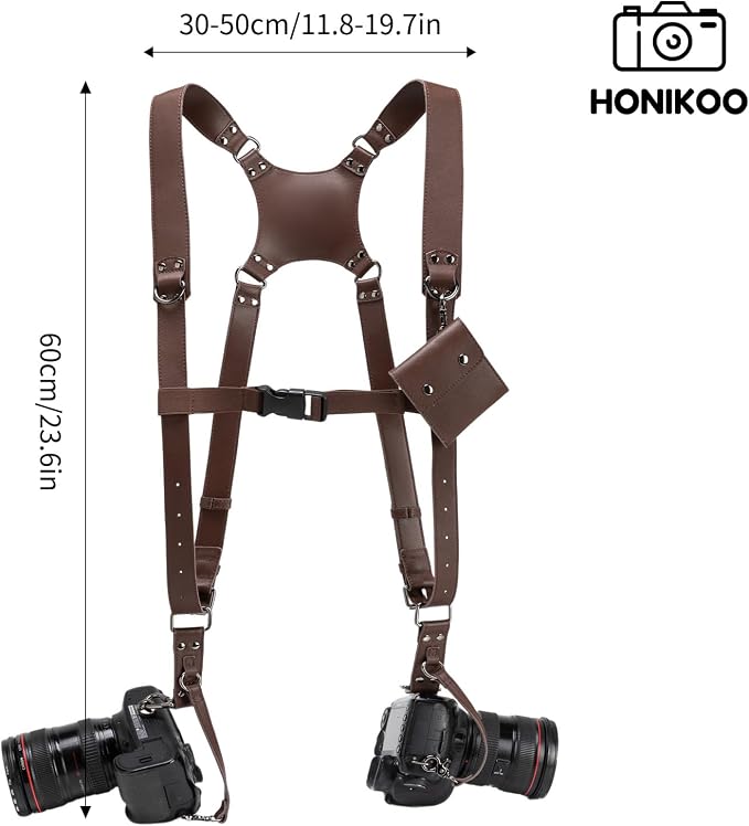 Dual Camera Harness Camera Straps Holster for Photographers Comfort Version | camera holster leather harnes spider holster camera belt camera harness for photographers leather harness camera neck strap - Image 3