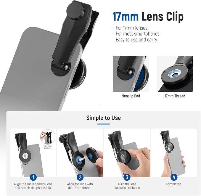 NEEWER 37mm Spiral Halo Prism Filter with Phone Clip, K9 Crystal Glass Effect Filter, Phone Camera Lens Accessories for 17mm Threaded Backplate Cage Case Compatible with iPhone Samsung Android, FL-100 - Image 6