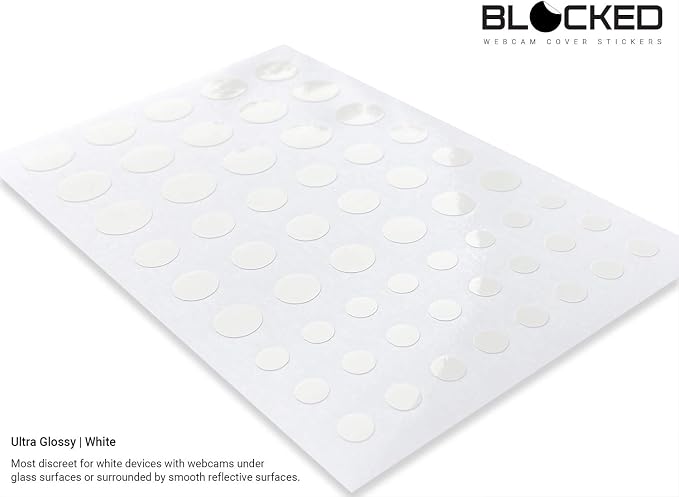 BLOCKED Original Vinyl Webcam Cover Stickers | Restickable & Stackable Privacy Covers | for All Camera-endable Devices | 3-Sizes | 57 White (Ultra Glossy) - Image 2