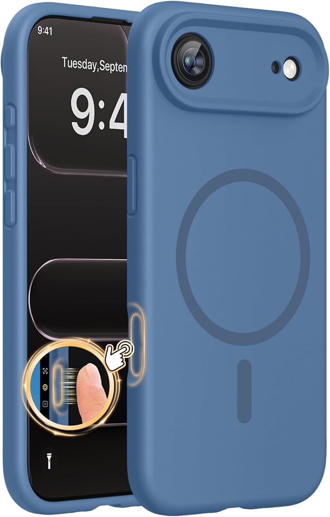 Miracase Magnetic for iPhone Air Case, Silicone, Glass Blue | Compatible with MagSafe, Soft Microfiber Lining,Silicone Shockproof Drop Protection Phone Case for 17 Air by Miracase