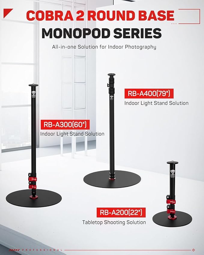 IFOOTAGE RB-A400 Round Base Light Stand Monopod 79" 2 Pack | Tripod Monopod for Cameras Lights Webcam, Live Streaming Vlogging, Stable Round Base Stand with 22LBS Payload - Image 8