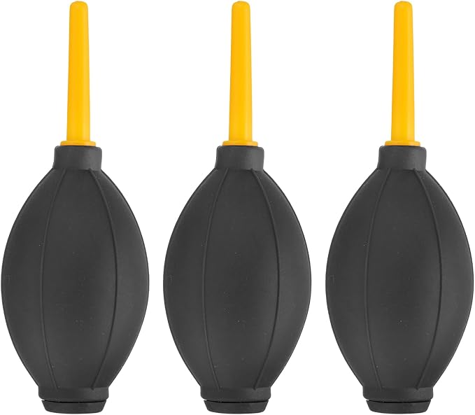 PATIKIL Soft Tip Air Blower Dust Blaster, 3 Pcs Rubber Bulb Air Pump Dust Blower Cleaner Cameras Lens Cleaning Tool with Long Nozzle for Camera Lens Computer Keyboard, Black/Yellow by PATIKIL