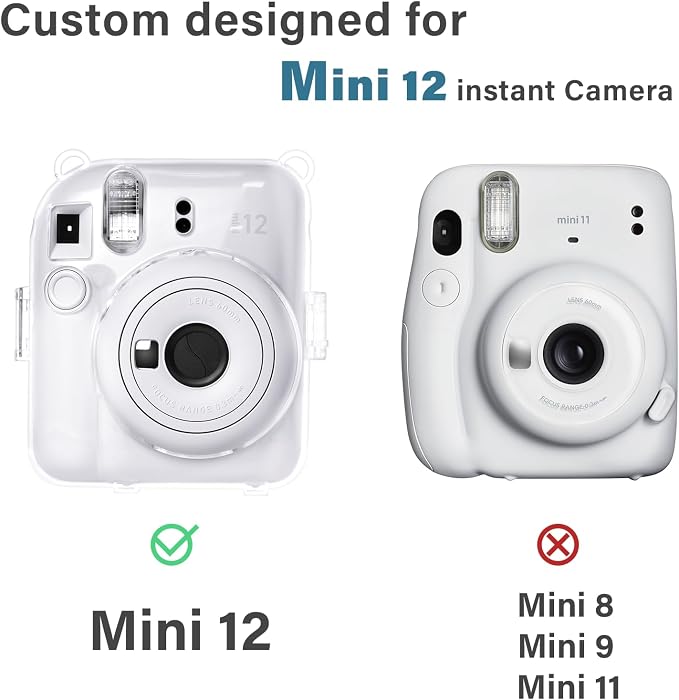 Rieibi Clear Case Compatible with Fuji Instax Mini 12, Carrying Case Bag for Fujifilm Instax Mini 12 Instant Camera with Photo Storage Pocket, Strap and Cute Sticker - Milk - Image 4