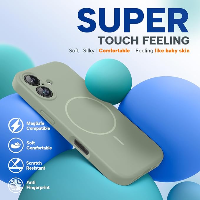 miracase Magnetic for iPhone 16 Plus Case, [Soft Anti-Scratch Microfiber Lining], Compatible with MagSafe, Liquid Silicone Shockproof Drop Protection Phone Case for 16 Plus,Patina Green - Image 5