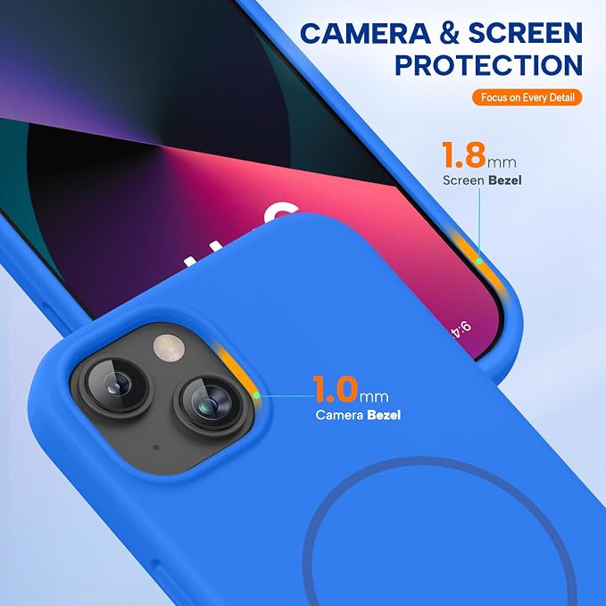 Miracase Silicone & Magnetic for iPhone 13 Case, Mediterranean Blue | Compatible with MagSafe, Soft Microfiber Lining, Premium Silicone Cover Shockproof Drop Protection Phone Case for 13 - Image 7