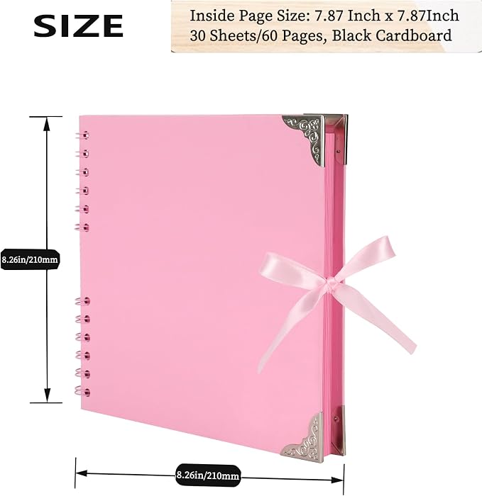 LOYALBOOK 8 x 8 inch DIY Scrapbook Album 60Pages For Wedding Family Photo | Nice Thick Sturdy&Well-Made Good Value Craft Parties Birthday Dinners Graduation Ceremonies Diplomas Storage - Image 2