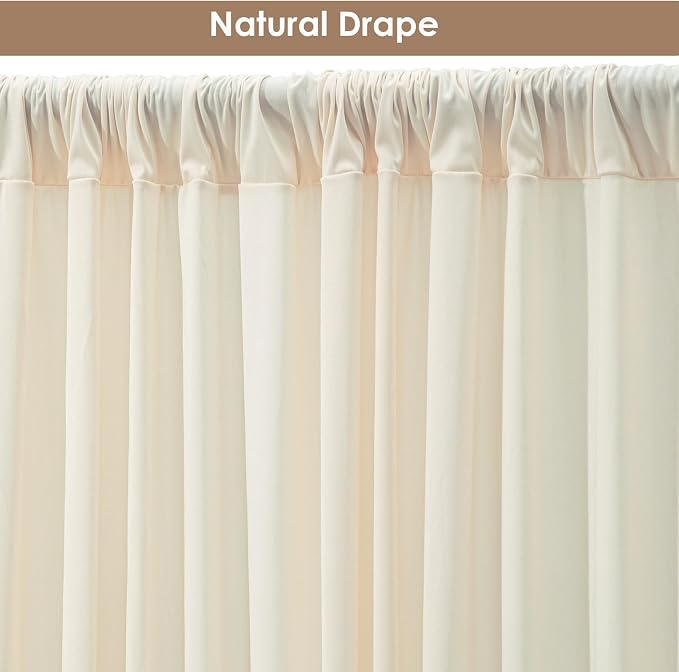 30x10ft Wrinkle Free Ivory Backdrop Curtain for Parties Soft Fabric Drapes Wedding Ivory Curtain Backdrop for Birthday Party Decorations Background for Photography 5x10ft,6 Panels - Image 5