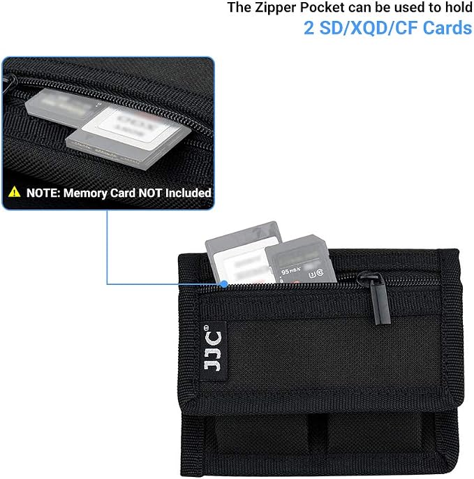 JJC DSLR Battery and Memory Card Holder Pouch (3 Pockets) - Camera SD CF XQD Card Storage Case for AA, LP-E6, LP-E10, LP-E12, LP-E17, EN-EL14, EN-EL15, NP-FW50, NP-F550, NP-FZ100 Batteries - Image 4