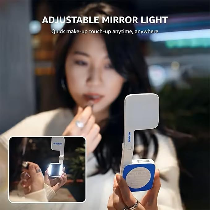 Amaran Go Magnetic Selfie Phone Light,Dual LED Light Source (Blue) | with Adjustable Mirror Light CCT 2700K-6500K,Rechargeable for Selfie,Makeup,Video Conference,TikTok,for iPhone & Android - Image 4