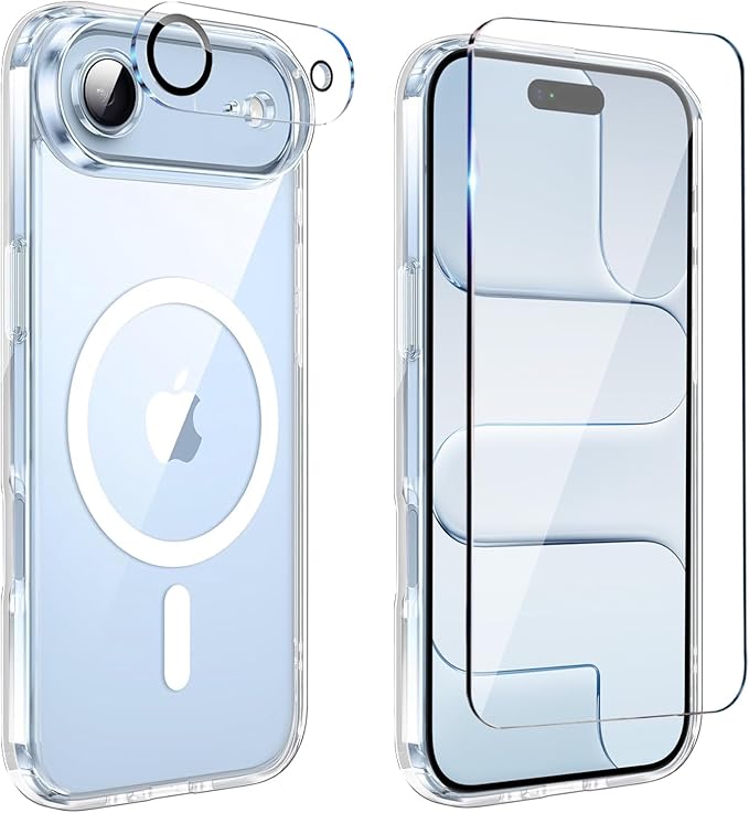 for iPhone Air Case Clear,Magnetic iPhone Air Case with Screen Protector & Camera Protector [Compatible with MagSafe], Shockproof TPU Cover for iPhone 17 Air Phone Cases-Transparent by Unknown