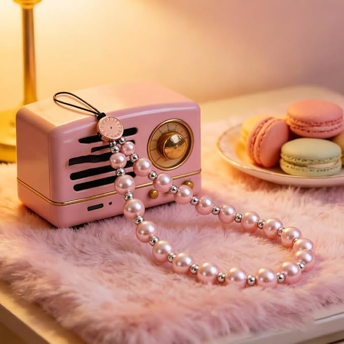 Phone Charm Beaded Strap Cute Cell Phone Wrist Straps String Accessories Hand Aesthetic Lanyard Wristlet Chain for iPhone 17 Pro Camera Case AirPods Bags Keychains Women Girls Rose Gold Pearl - Image 8