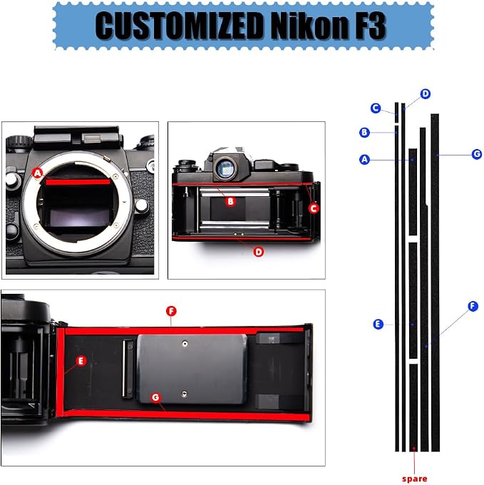 F3 Pre-Cut Self Adhesive Light Seal Foam Sponge Kits Repair for Nikon F3 Camera Accessories (for Nikon F3) - Image 6
