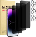 3 Pack Privacy Screen Protector for iPhone 14 Pro Max+3 Pack Camera Lens Protector with Tempered Glass, Touch Sensitive and Case Friendly by Cutebe