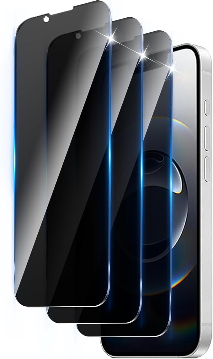 3 Pack Privacy Screen Protector Designed for iPhone 17e/16e/14/13/13 Pro,Full Coverage Anti-Spy Tempered Glass Film,9H Hardness,Anti-Fingerprint,Bubble Free,Easy to Install by Unknown