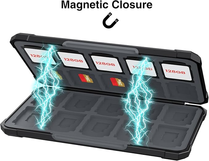 HEIYING SD Card Holder with 40 Precise Slots for SDXC SDHC Micro SD Cards | Portable SD Card Case, Hard ABS Shell with Soft Silicone Lining, Precise Card Slots,Magnetic Closure for Neat Storage - Image 4