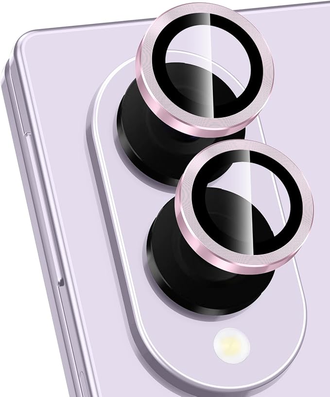 for Samsung Galaxy Z Fold 8 Camera Lens Protector, Individual Metal Ring Tempered Glass Lens Cover, [Strong Adsorption] Scratch Resistant Ultra-Thin HD Clear Lens Cover, 1 Set-Pink by Btscase