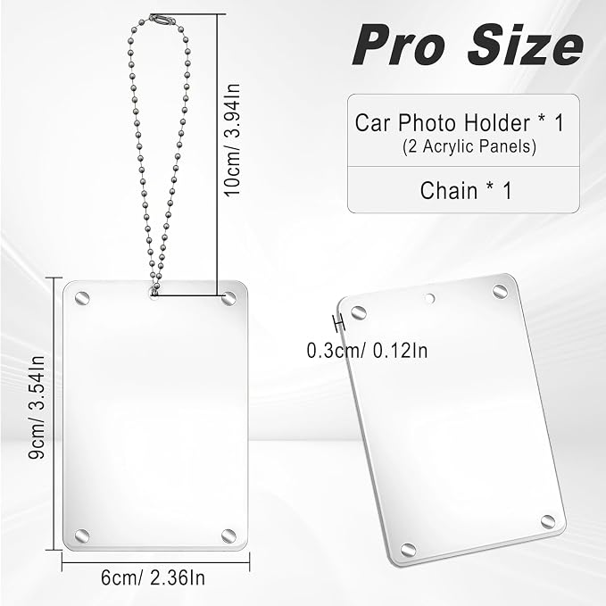 Hanging Car Photo Holder for Rearview, Acrylic Magnetic Picture Frame with Chain, Universal Car Rear View Mirror Accessories for Couple Pet Photo Holder, 1 Pack - Image 2